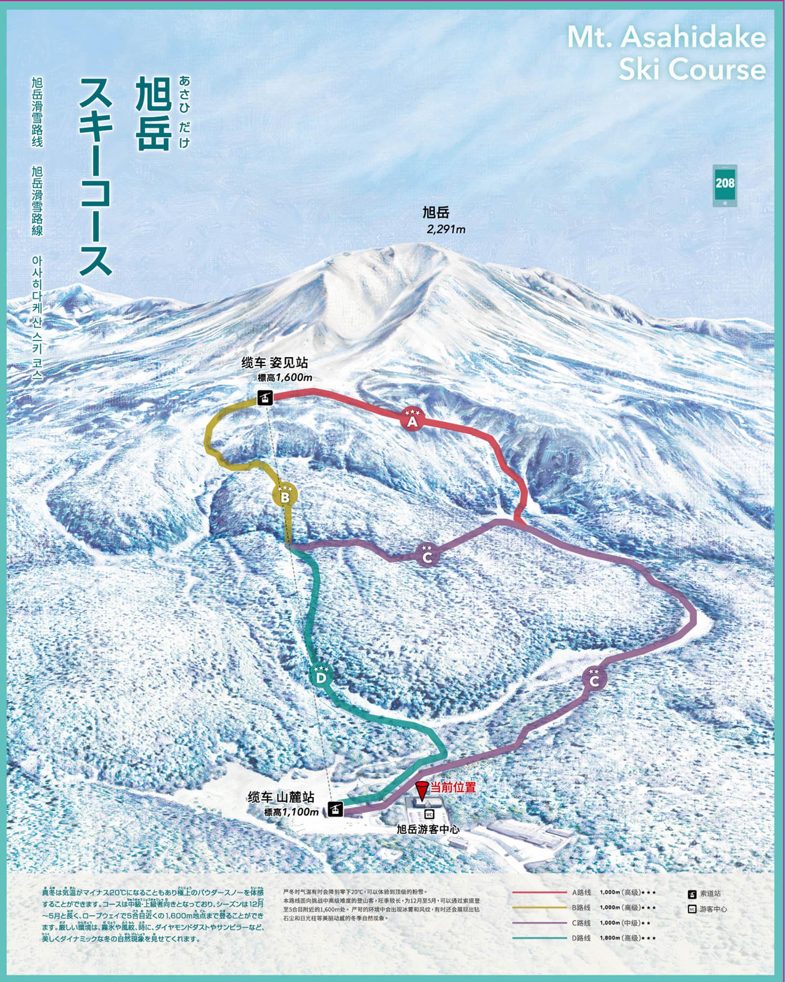 旭岳滑雪场雪道图